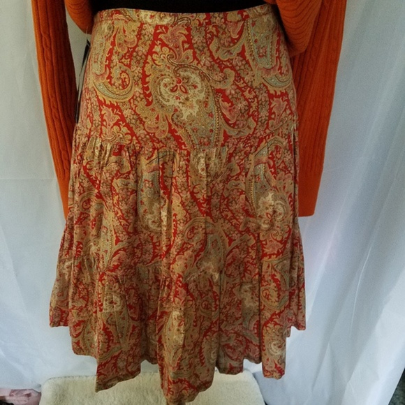 Chaps Dresses & Skirts - Chaps Boho Paisley Brown Orange Skirt